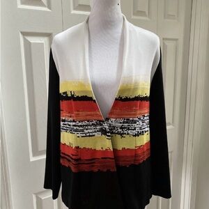 Misook Red and Yellow Blazer with Artistic Stripes